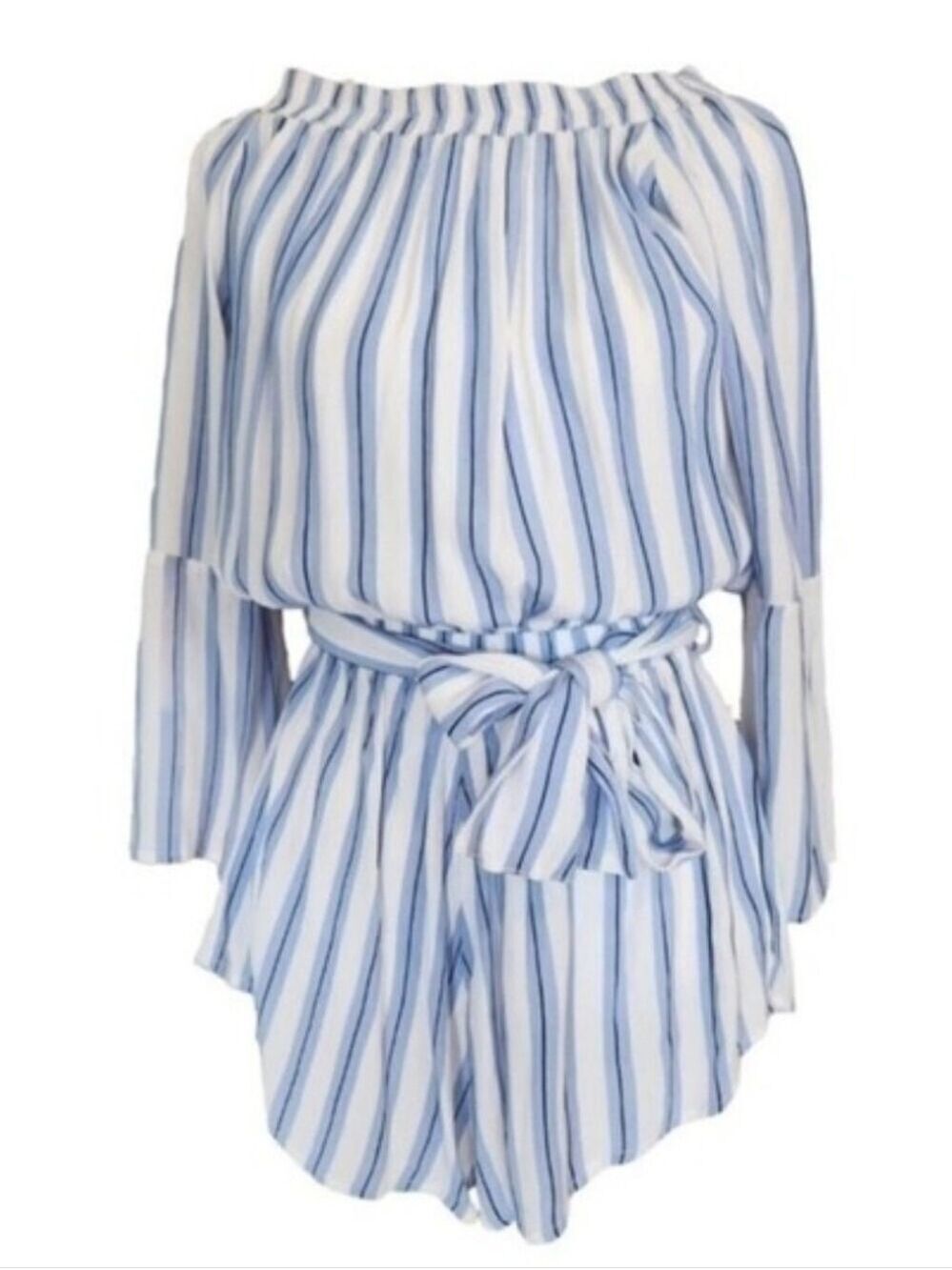 FAITHFULL THE BRAND BLUE AND WHITE STRIPE ROMPER LIGHTWEIGHT SIZE 2